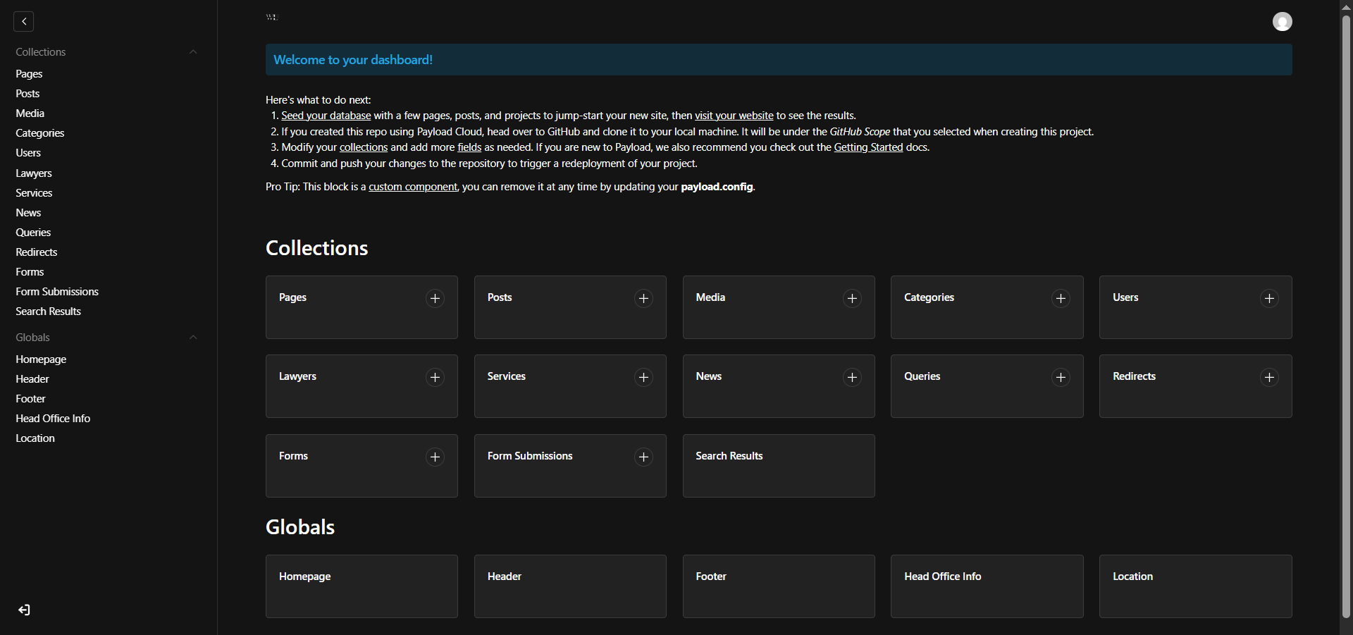 Waqar Law Porfolio Website With PayloadCMS for Dynamic Content and Records Management
